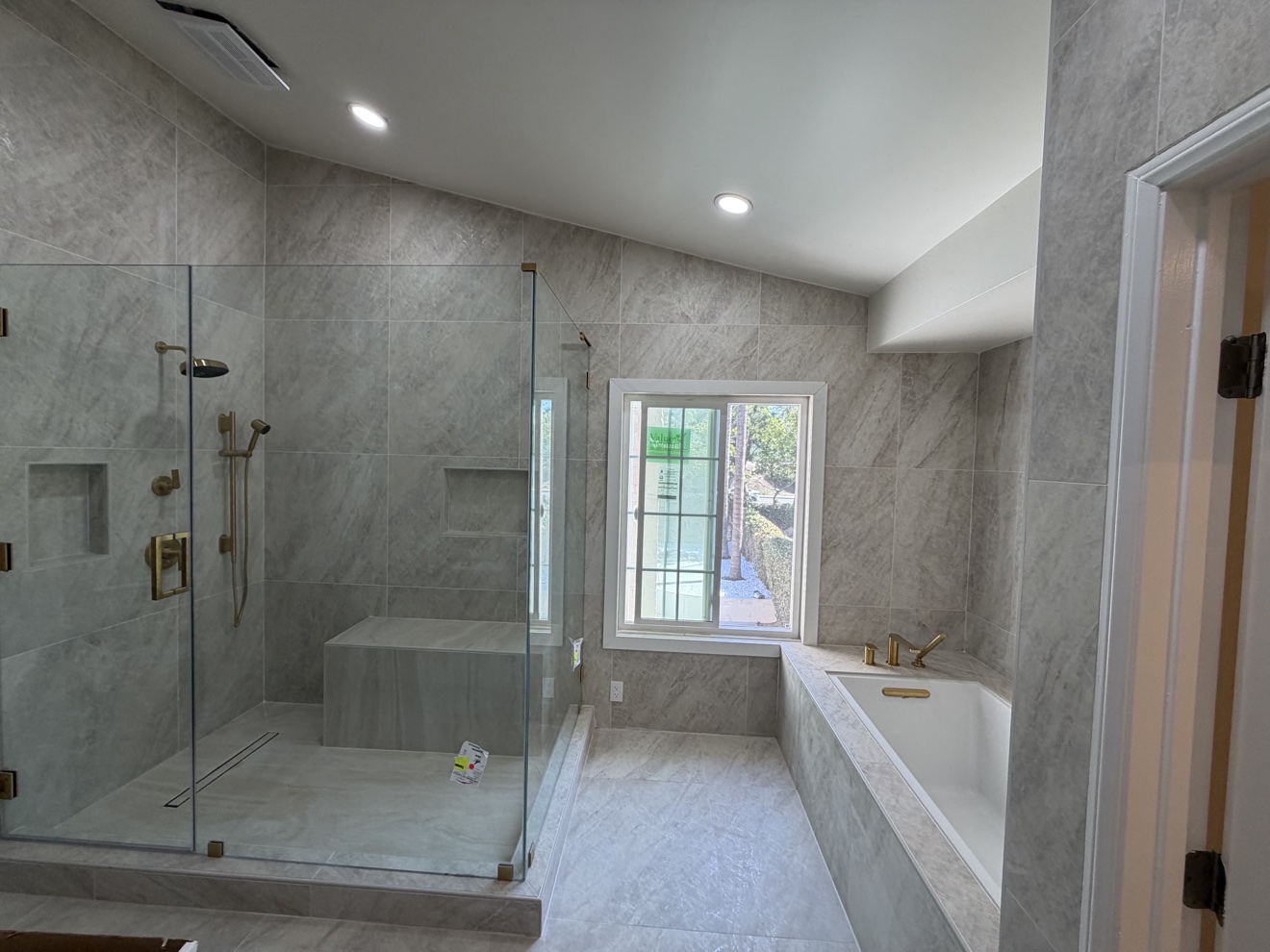 Lake Forest master bathroom remodel by Tiannuo Construction - shower