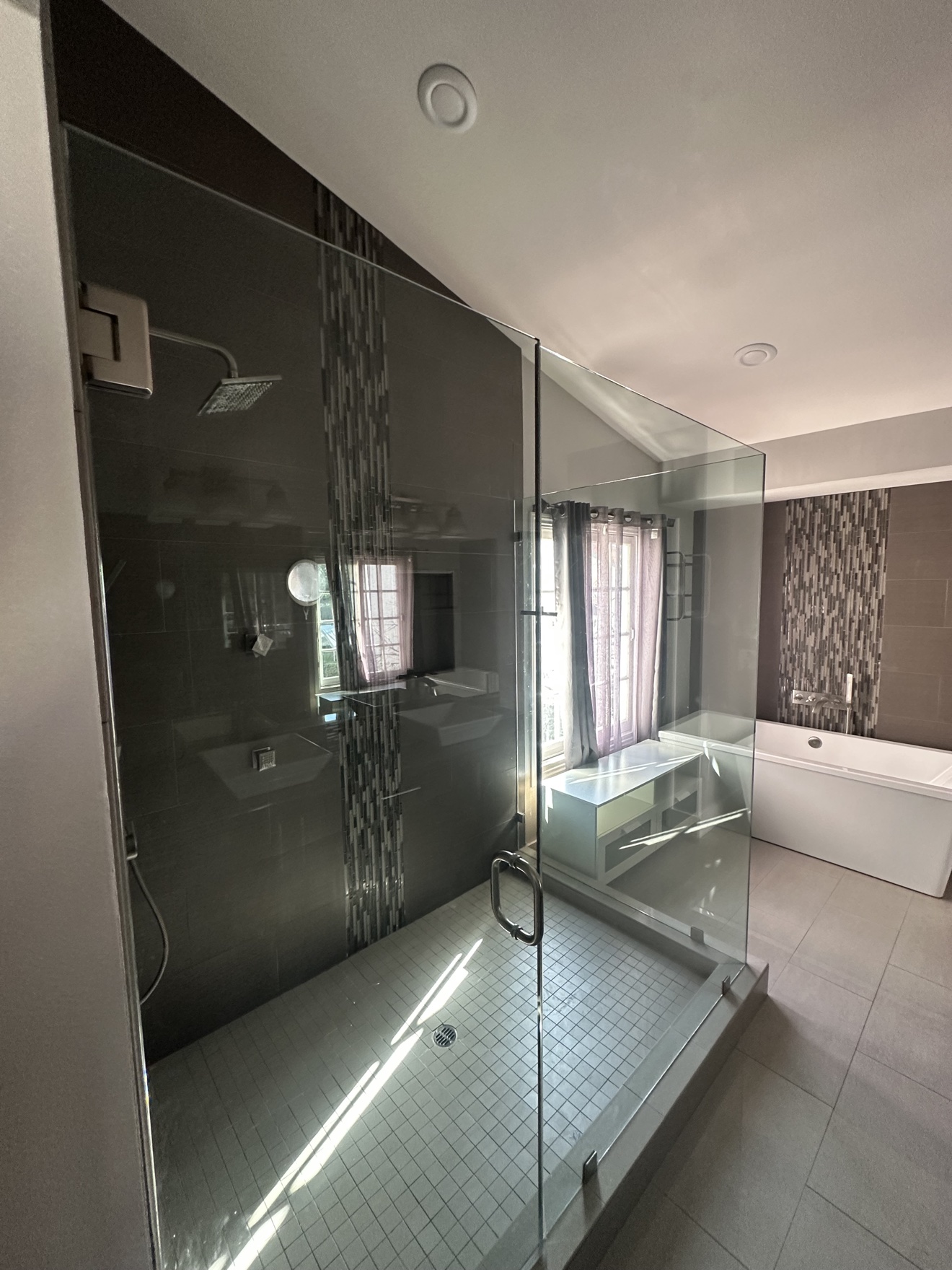 Lake Forest master bathroom remodel by Tiannuo Construction - shower (before)